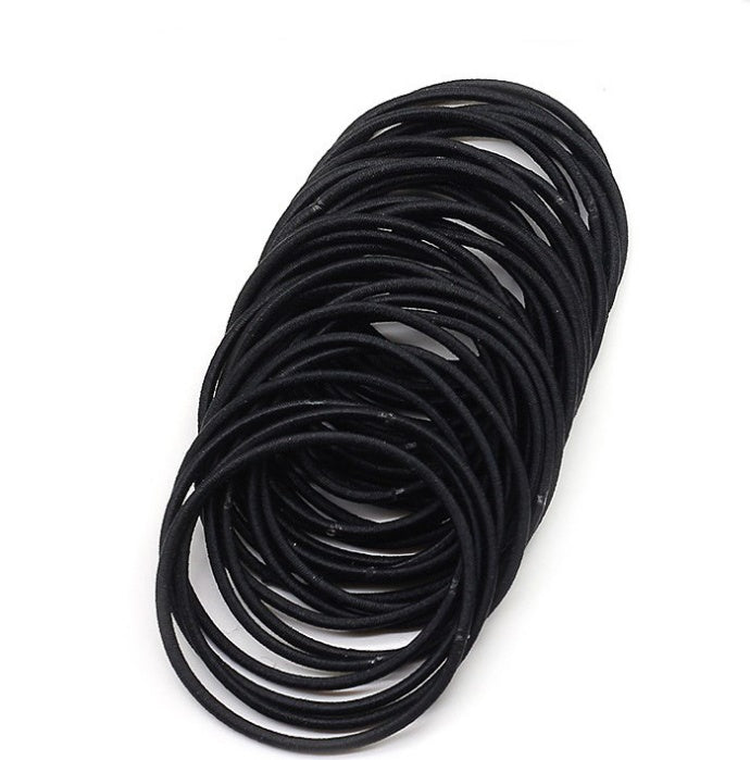 100Pcs Black Elastic Hair Bands For Ponytail Holder