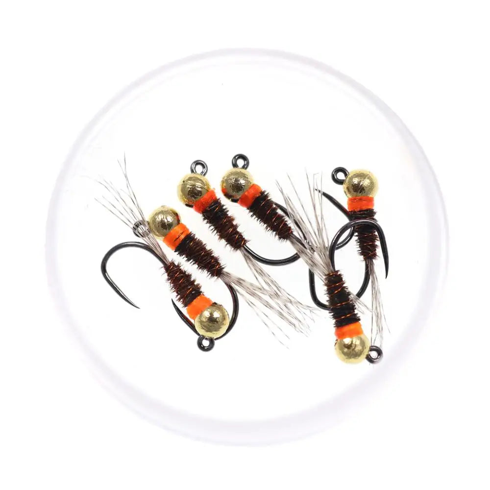 6 Tungsten Bead Head Perdigon Nymphs