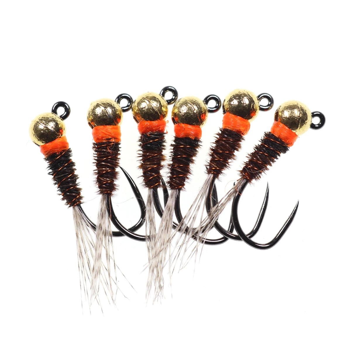 6 Tungsten Bead Head Perdigon Nymphs