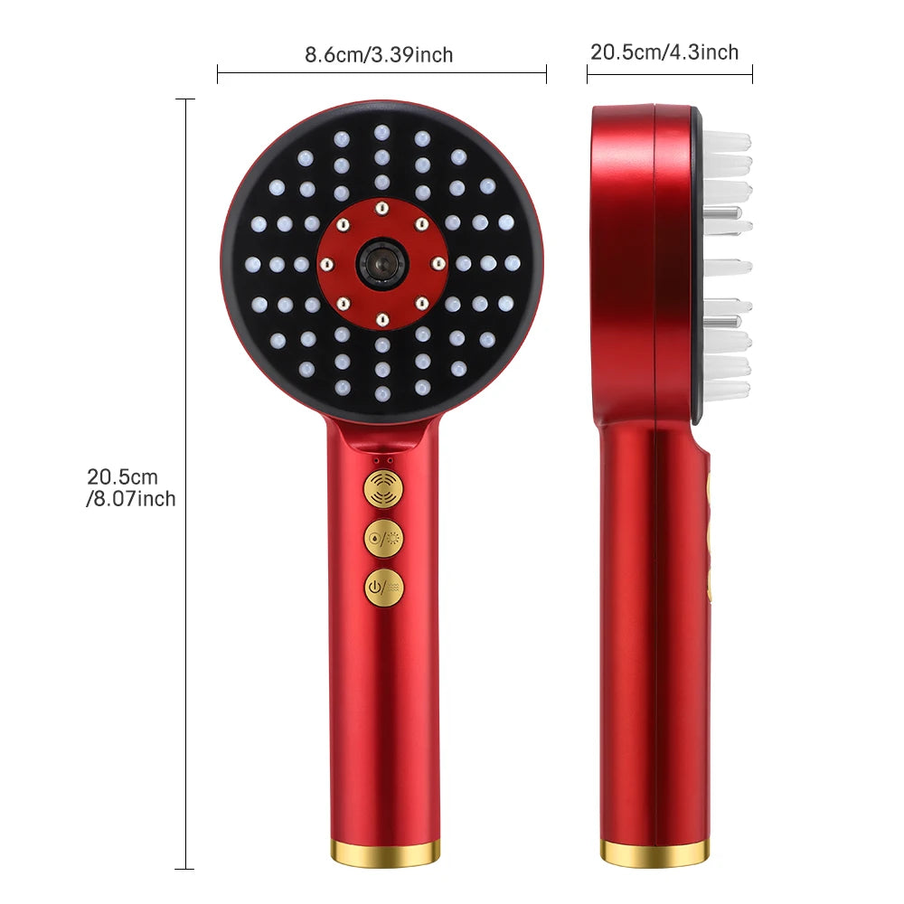 Electric Microcurrent Spray Massage Comb with Red & Blue LED Nano Atomizer Scalp Hair Growth Massager Anti-Loss Hair Follicle Care