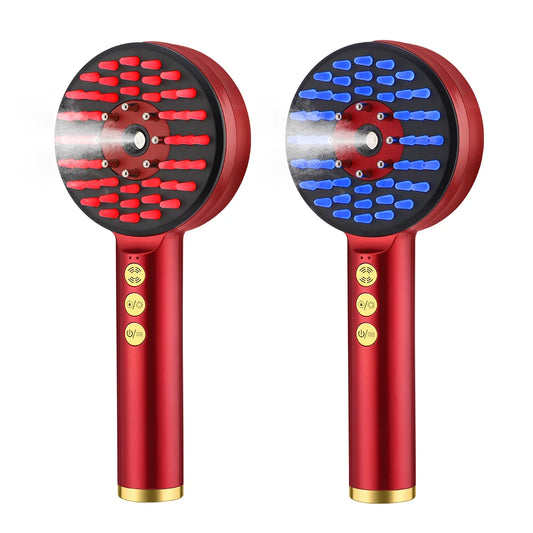 Electric Microcurrent Spray Massage Comb with Red & Blue LED Nano Atomizer Scalp Hair Growth Massager Anti-Loss Hair Follicle Care