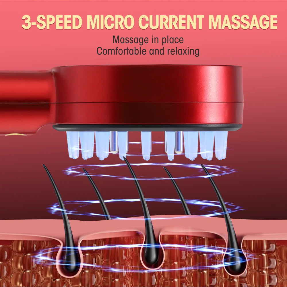 Electric Microcurrent Spray Massage Comb with Red & Blue LED Nano Atomizer Scalp Hair Growth Massager Anti-Loss Hair Follicle Care